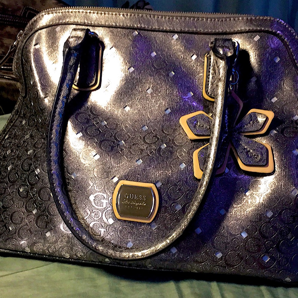 silver guess bag